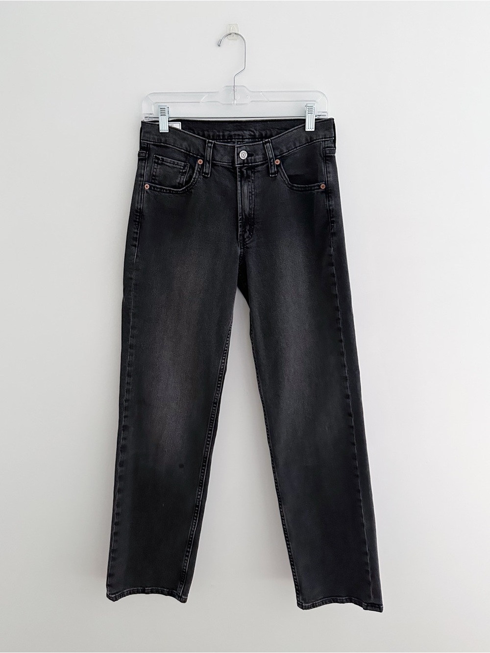 Gap 90s Loose Mid Rise Jeans Size 26 Washed Black Straight Leg Organic Cotton